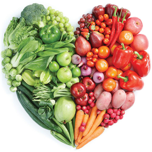 Healthy food in heart shape